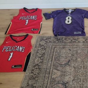 Jerseys. My son was 10 or so when wearing these. All youth M/L